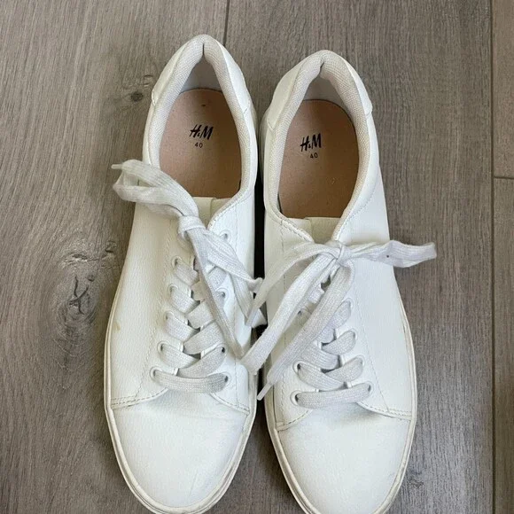 H&M white faux leather fashion sneakers - Picture 10 of 13